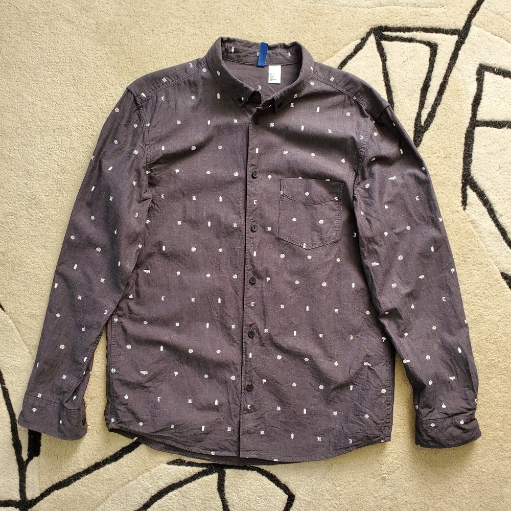 Divided long sleeve button down shirt